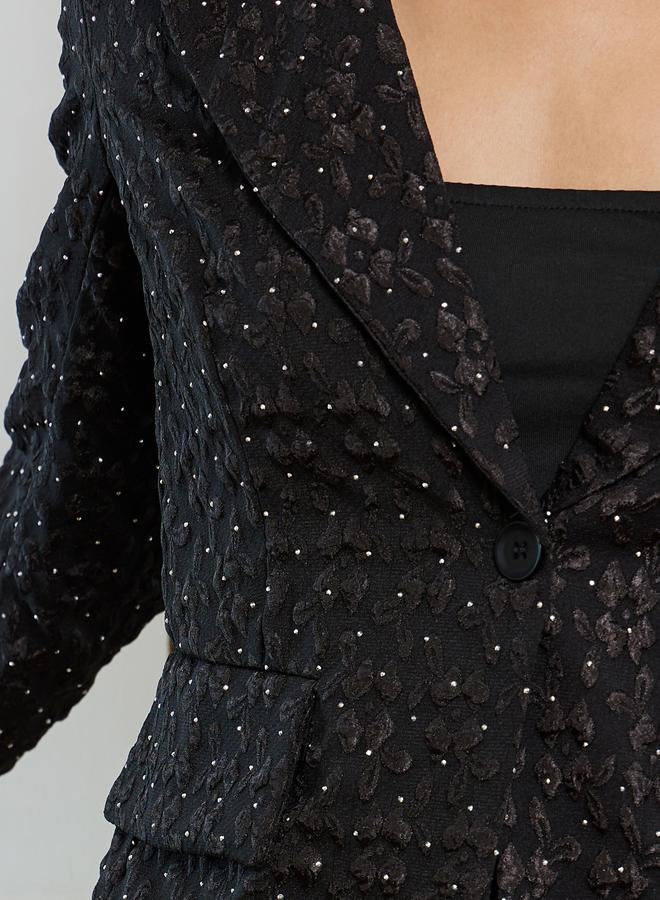 ستايلي بليزر جاكار بقصة عادية وتفاصيل جيوب - Image 3